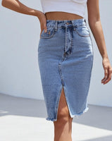 Jupe En Jean Mi-longue Taille Haute