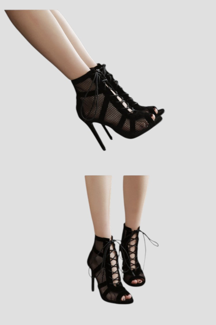 Sandales à Talons Hauts Et Bout Ouvert Avec Motif Croisé