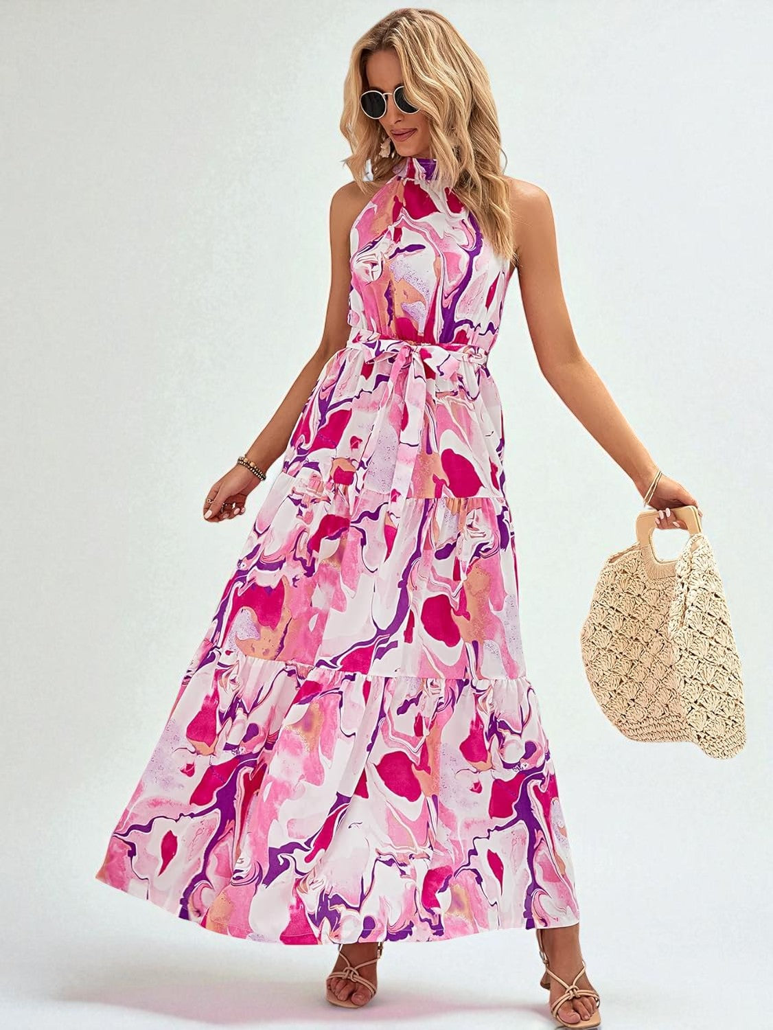 Robe Bohème Sans Manches à Volants