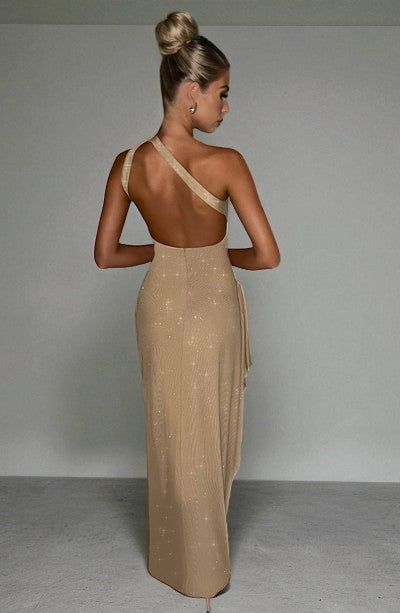 Robe Élégante Et Brillante à Dos Nu