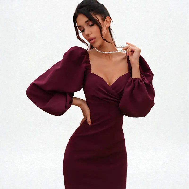 Robe Élégante à Manches Longues Et Taille Définie