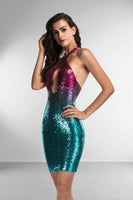 Robe Dos Nu à Paillettes Dégradées