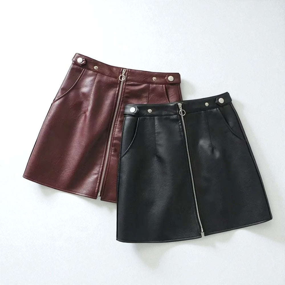 Mini-jupe Slim Taille Haute En Cuir