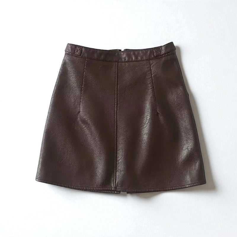 Mini-jupe Slim Taille Haute En Cuir