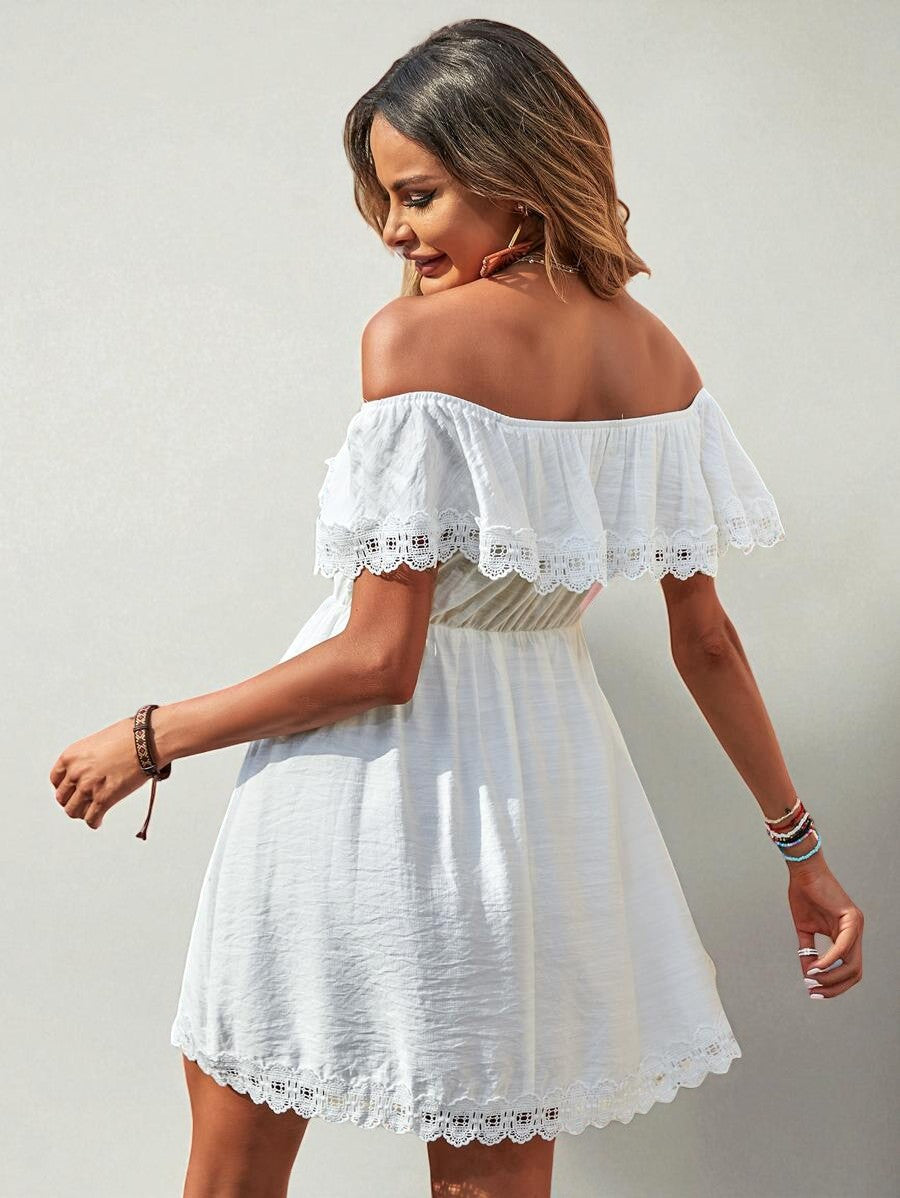Robe En Dentelle à Épaules Dénudées