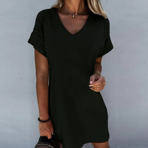 Robe Ample à Manches Courtes Et Col En V