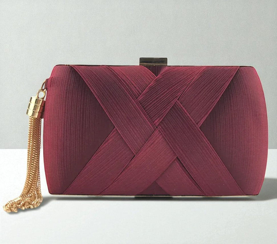 Pochette De Dîner En Satin Avec Motif à Pompons