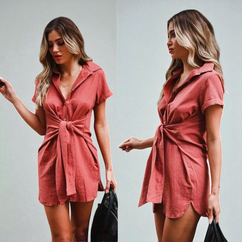 Chemise D'été à Manches Courtes Et Taille Haute