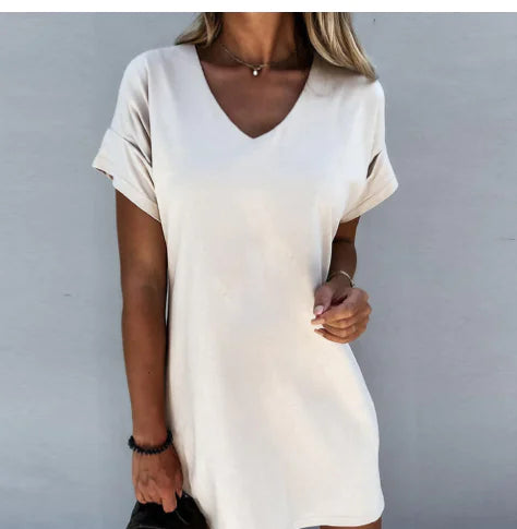 Robe Ample à Manches Courtes Et Col En V