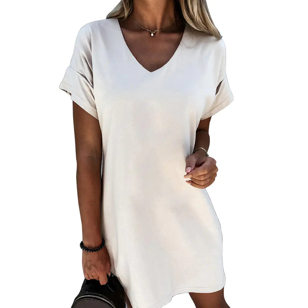 Robe Ample à Manches Courtes Et Col En V