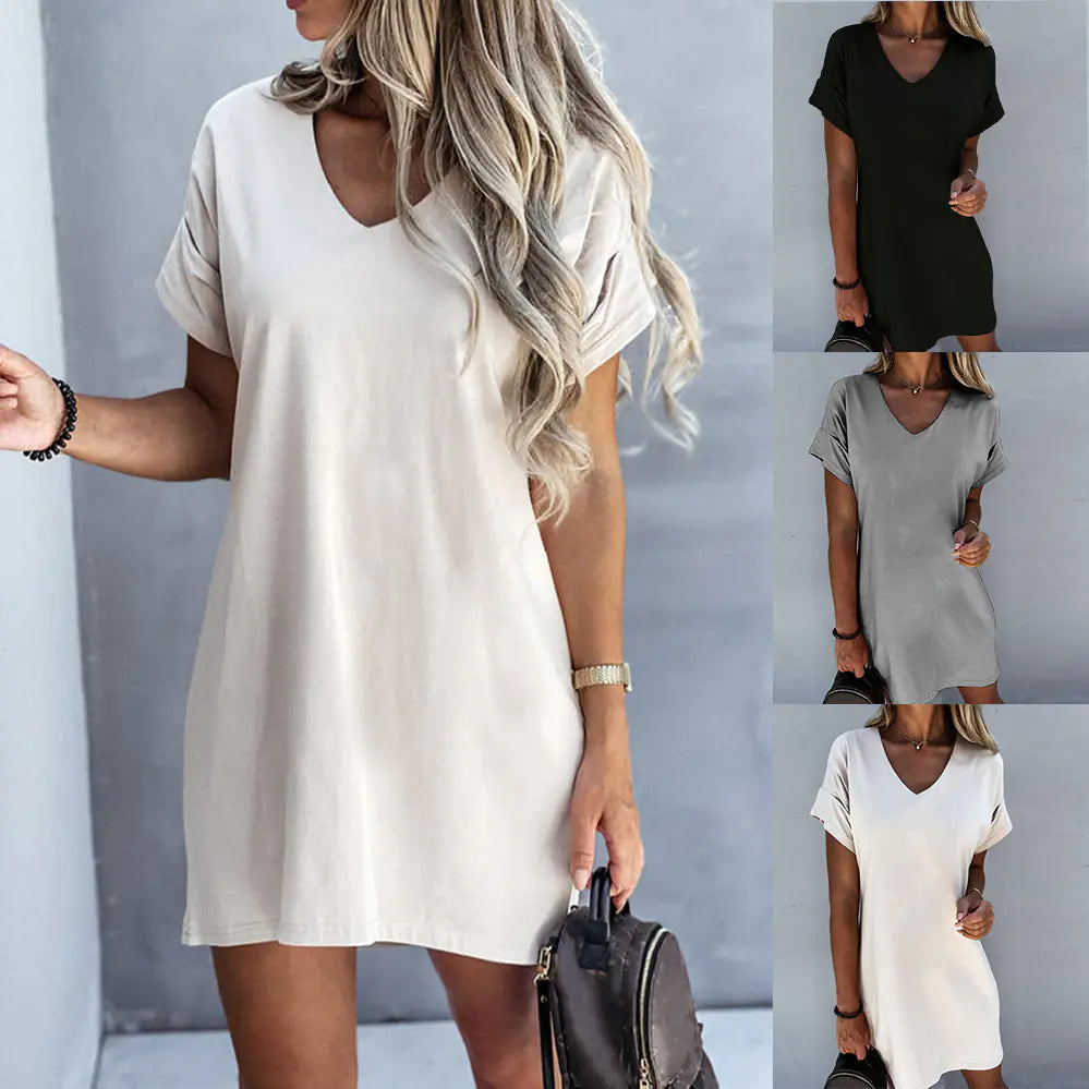 Robe Ample à Manches Courtes Et Col En V