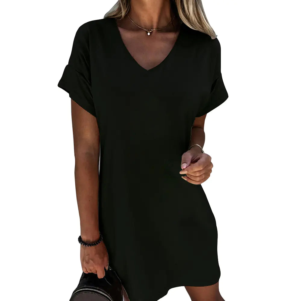 Robe Ample à Manches Courtes Et Col En V