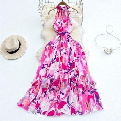 Robe Bohème Sans Manches à Volants