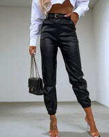 Pantalon En Cuir Décontracté