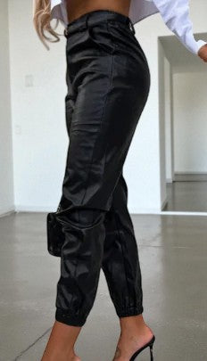 Pantalon En Cuir Décontracté