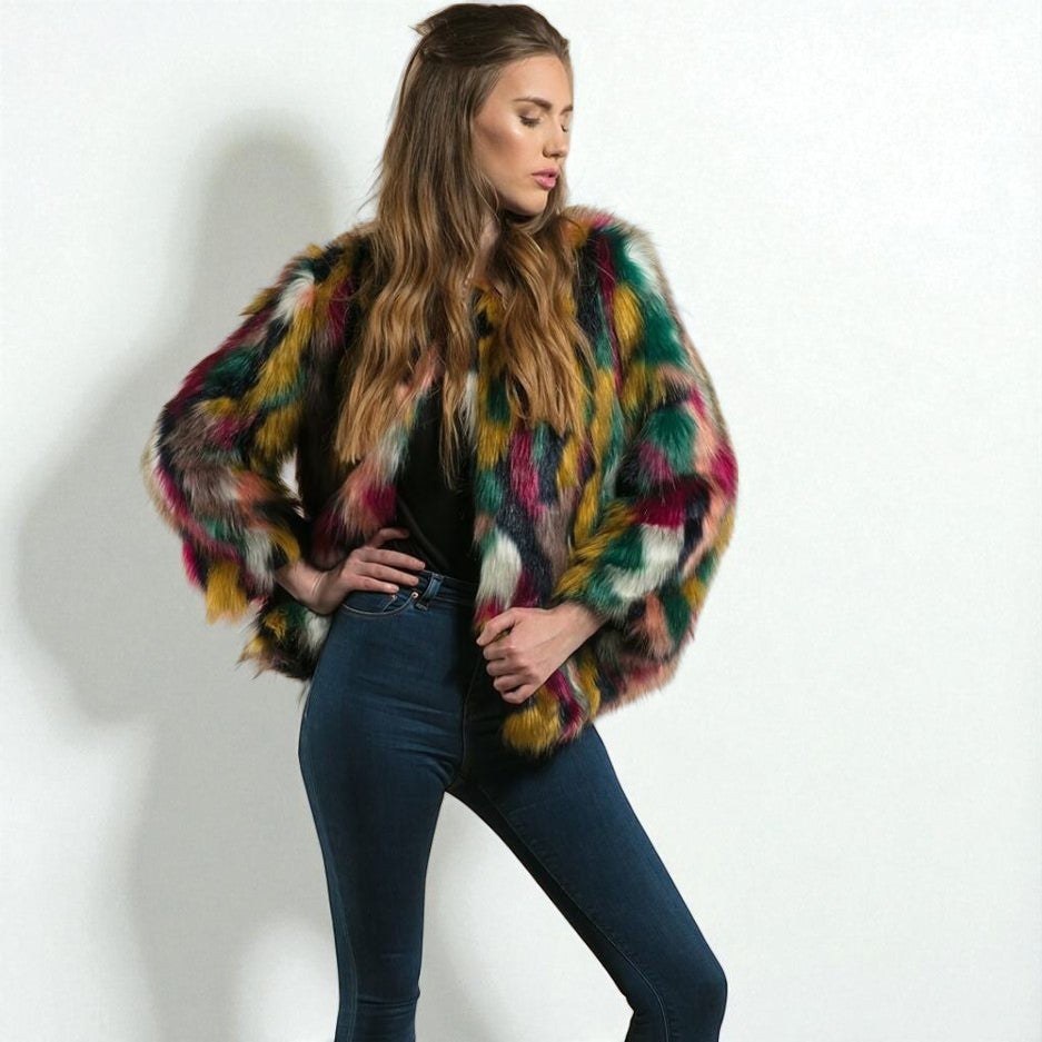 Manteau De Fourrure Coloré