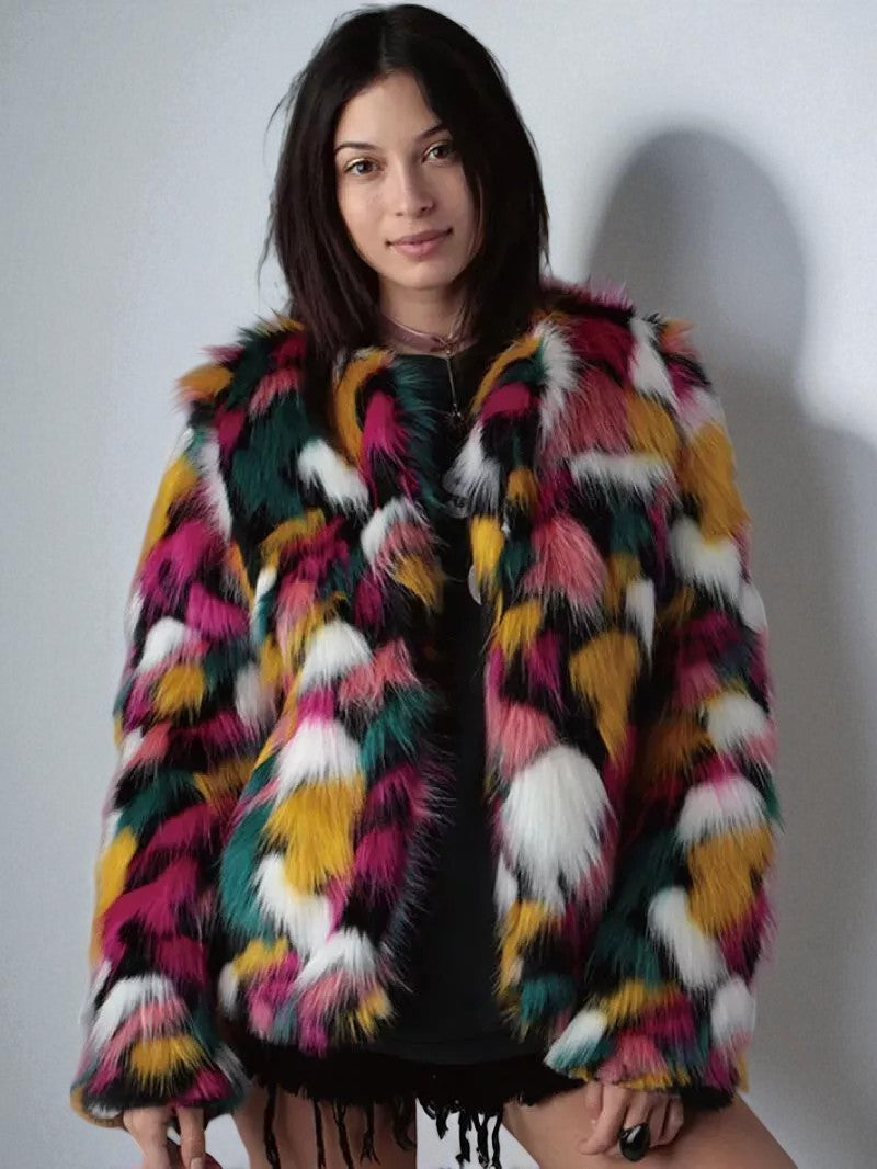 Manteau De Fourrure Coloré