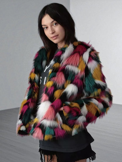Manteau De Fourrure Coloré