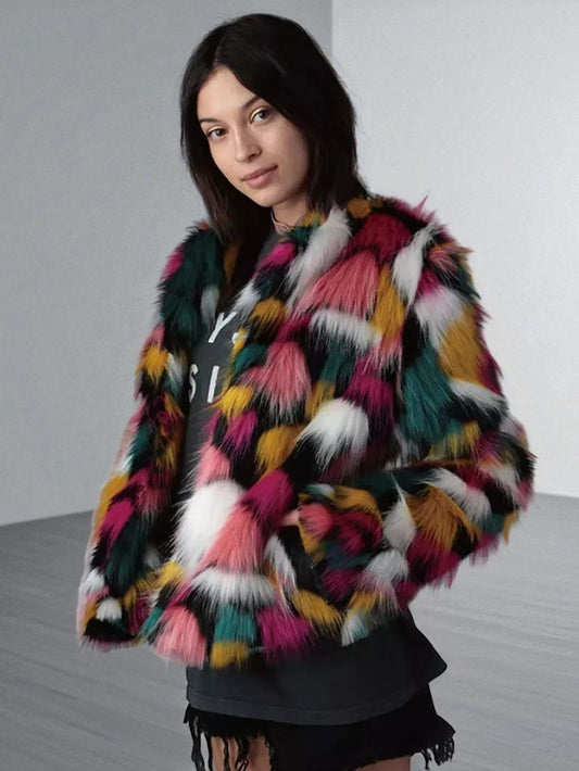 Manteau De Fourrure Coloré