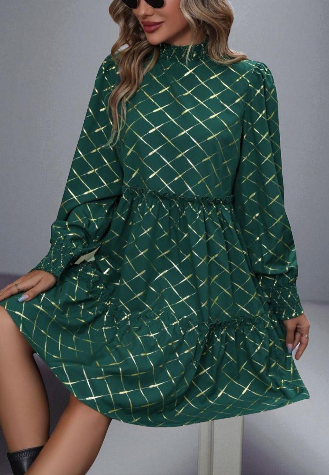 Robe à Manches Longues En Diamant