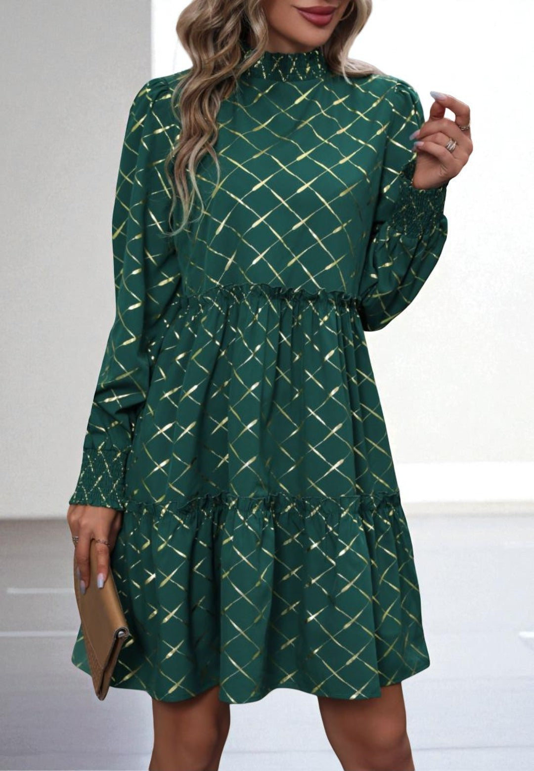 Robe à Manches Longues En Diamant