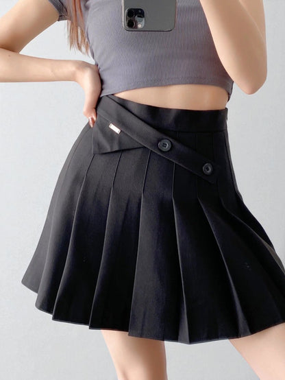 Jupe Taille Haute Avec Boutons Obliques