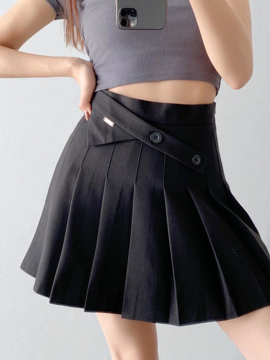 Jupe Taille Haute Avec Boutons Obliques