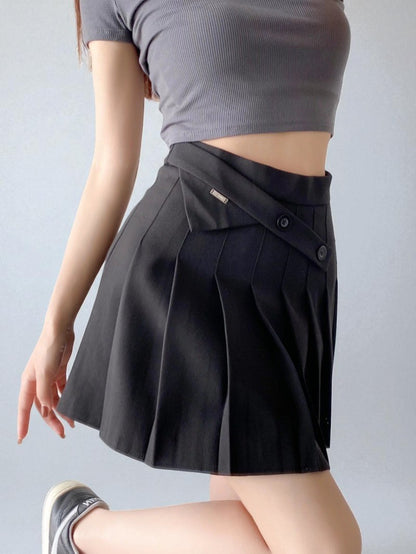 Jupe Taille Haute Avec Boutons Obliques