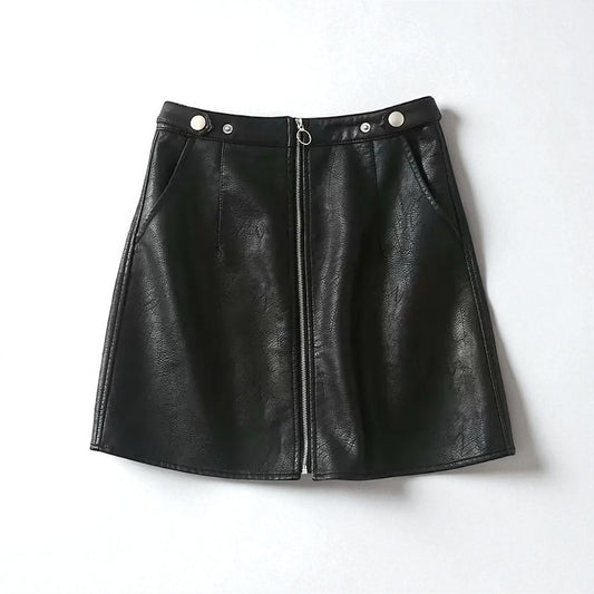 Mini-jupe Slim Taille Haute En Cuir