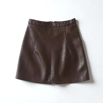 Mini-jupe Slim Taille Haute En Cuir