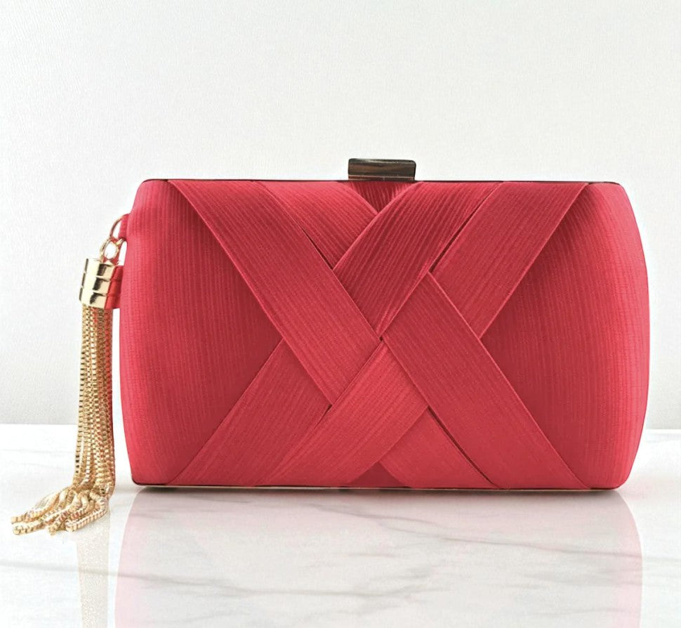 Pochette De Dîner En Satin Avec Motif à Pompons