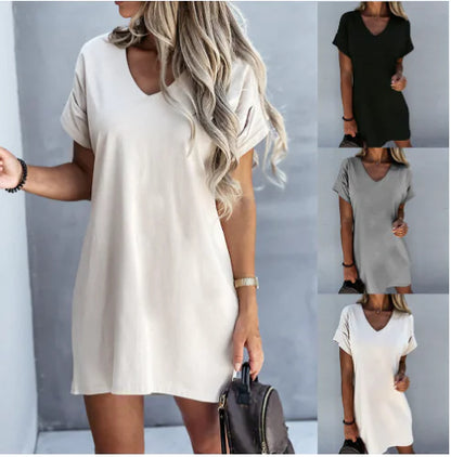 Robe Ample à Manches Courtes Et Col En V
