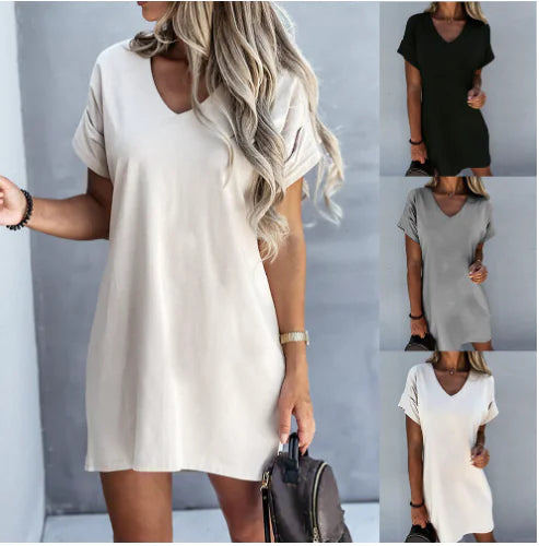 Robe Ample à Manches Courtes Et Col En V