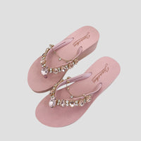 Tongs à Semelle Épaisse Et Chaîne En Strass Pour Femmes